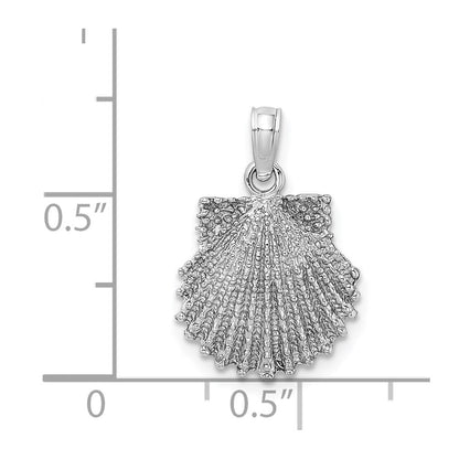 14k White Gold Textured Scallop Shell Charm