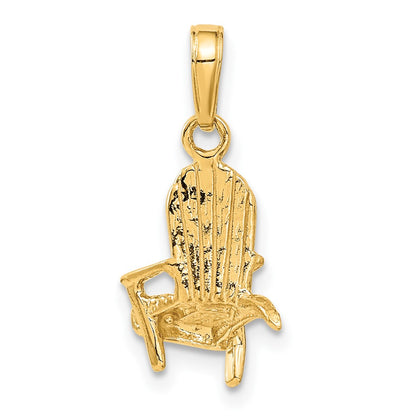 14k Yellow Gold 3D Adirondack Beach Chair Pendant