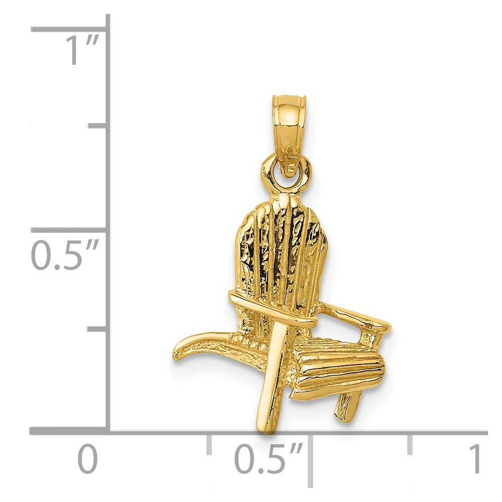 14k Yellow Gold 3D Adirondack Beach Chair Pendant