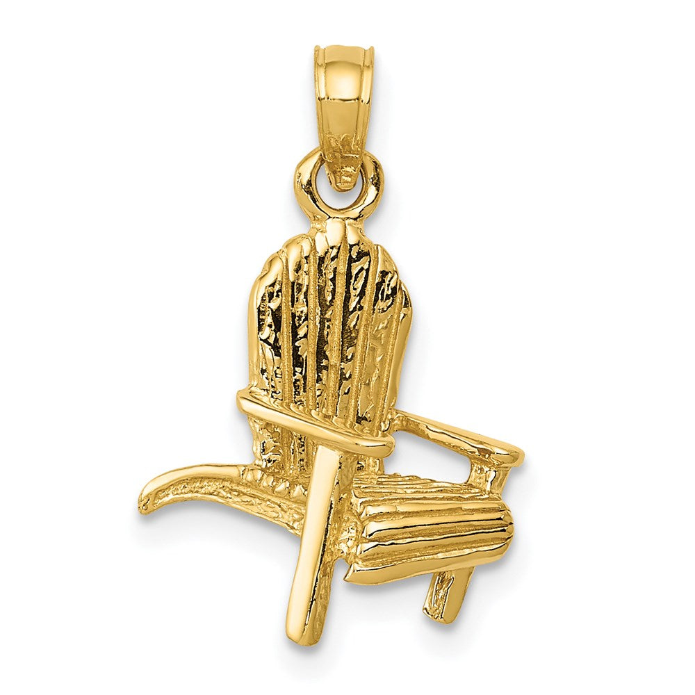 14k Yellow Gold 3D Adirondack Beach Chair Pendant