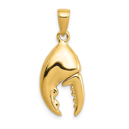 14k Yellow Gold 3-D Moveable Stone Crab Claw Pendant