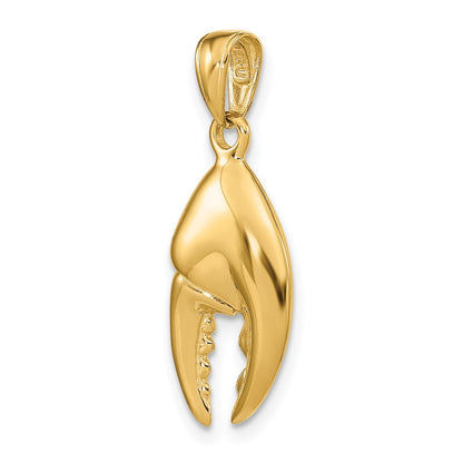 14k Yellow Gold 3-D Moveable Stone Crab Claw Pendant