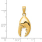 14k Yellow Gold 3-D Moveable Stone Crab Claw Pendant