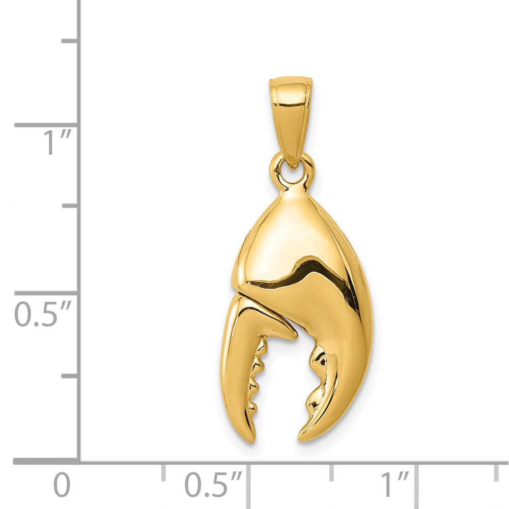 14k Yellow Gold 3-D Moveable Stone Crab Claw Pendant