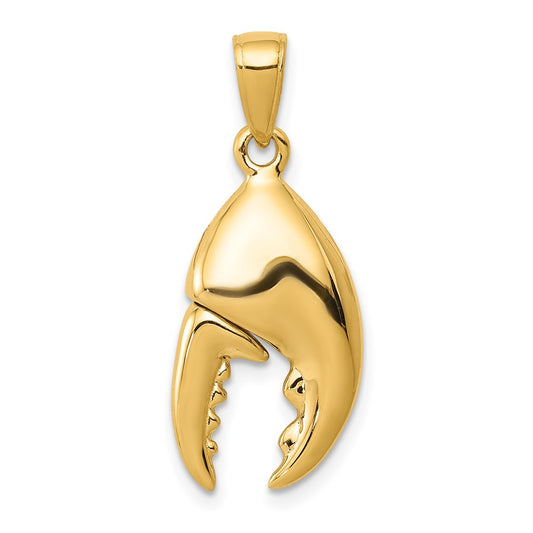 14k Yellow Gold 3-D Moveable Stone Crab Claw Pendant