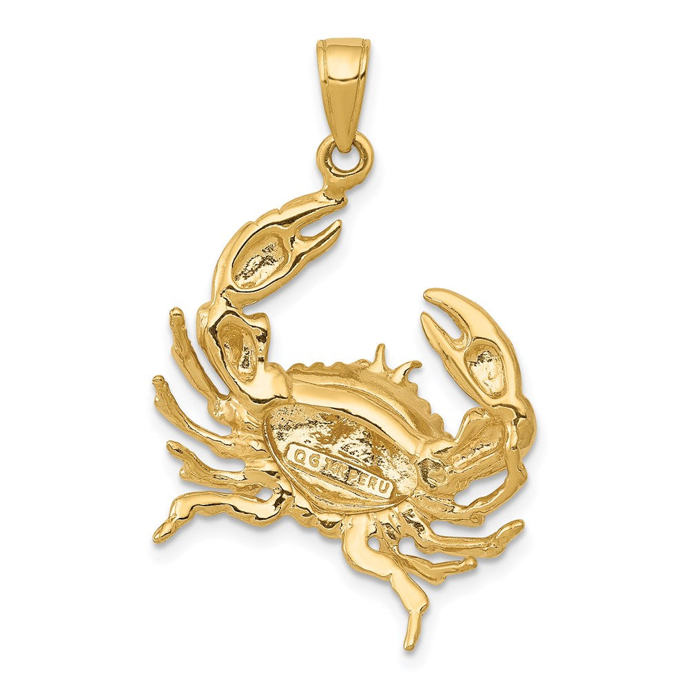 14k Yellow Gold Stone Crab with Claw Extended Pendant