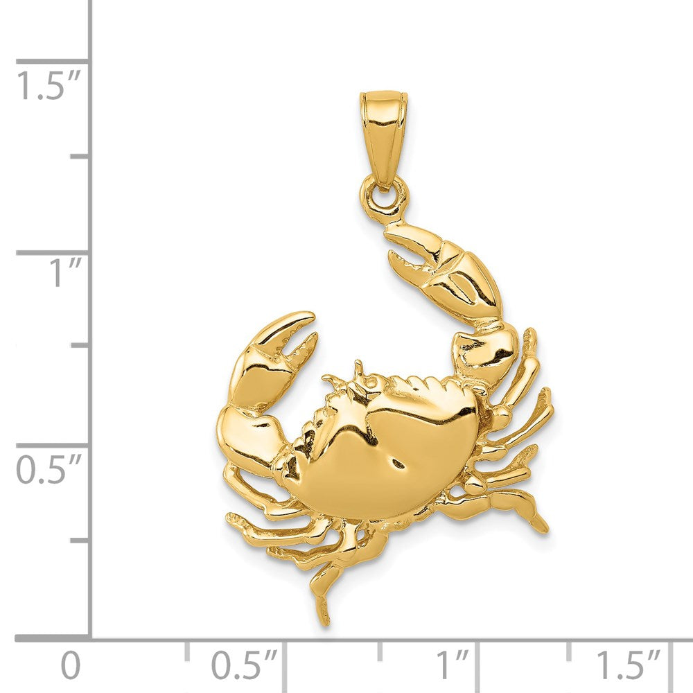 14k Yellow Gold Stone Crab with Claw Extended Pendant
