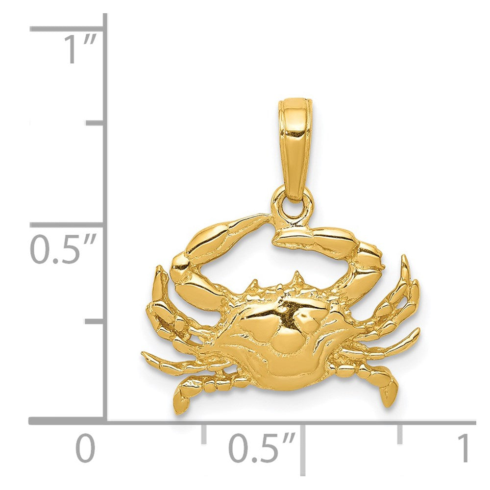 14k Yellow Gold Blue Crab Pendant