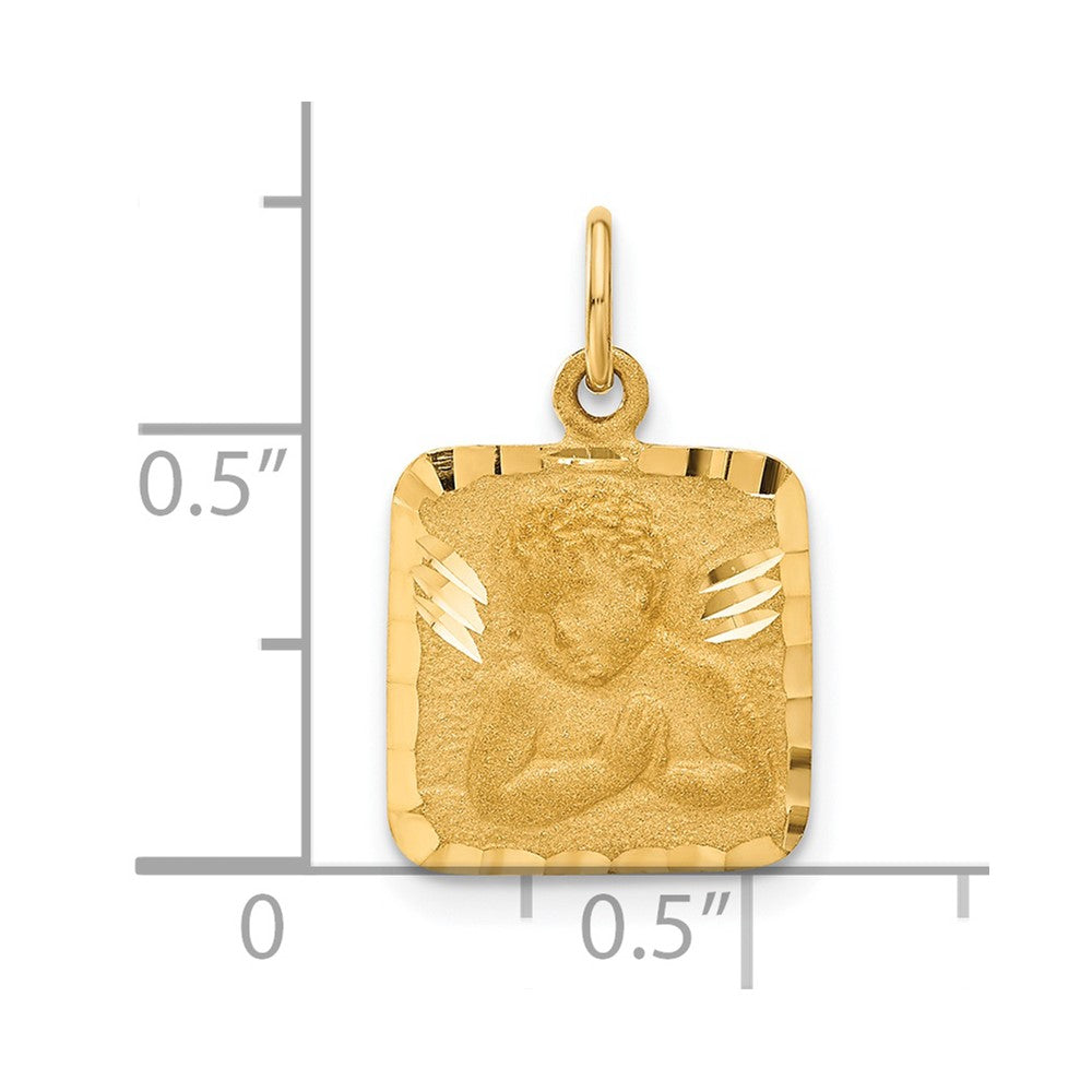 14k Yellow Gold Satin and Diamond-Cut Angel Charm