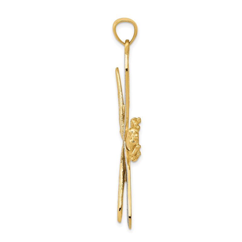 14k Yellow Gold with Rhodium Dragonfly Pendant