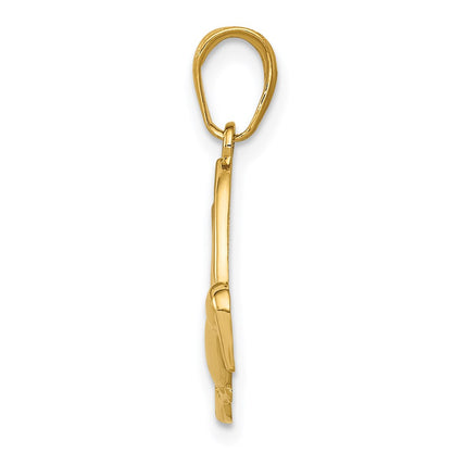 14k Yellow Gold Hummingbird in Flight Pendant