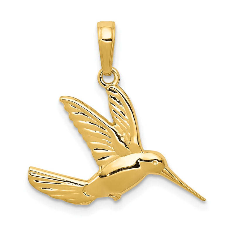 14k Yellow Gold Hummingbird in Flight Pendant