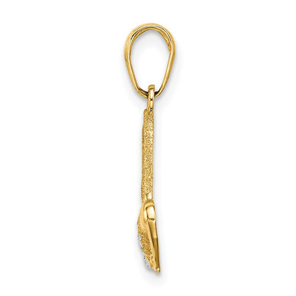 14k Yellow & Rhodium Gold w/Rhodium Diamond-cut Humming Bird Pendant