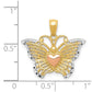 14k Two-tone Gold w/White Rhodium Butterflyw/Heart Pendant