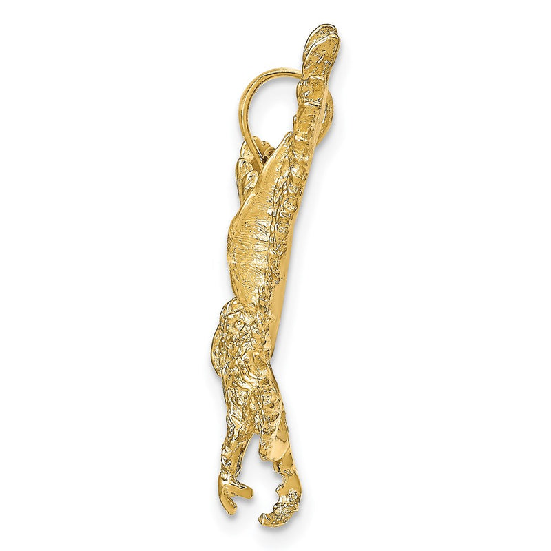 14k Yellow Gold Textured Eagle Landing Pendant