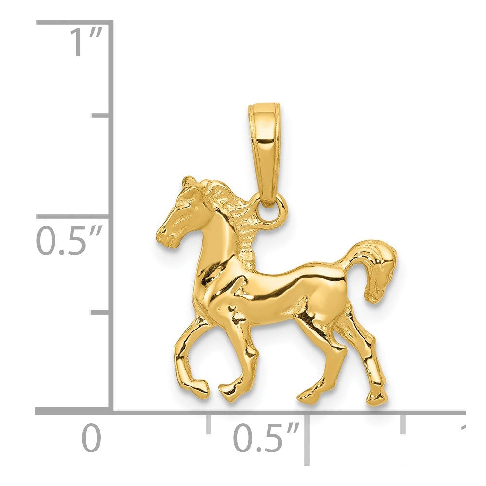 14k Yellow Gold Standing Horse Pendant