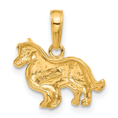 14k Yellow Gold Collie Dog Pendant