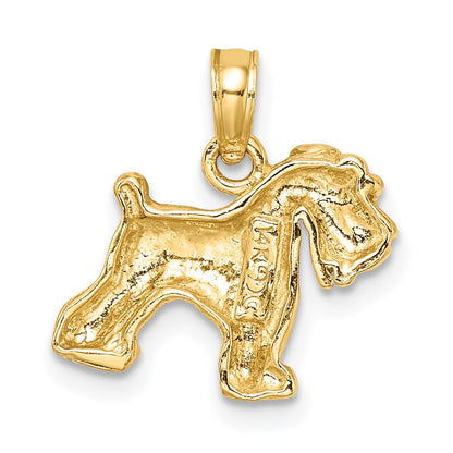 14k Yellow Gold Schnauzer Dog Pendant