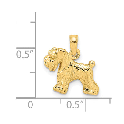 14k Yellow Gold Schnauzer Dog Pendant