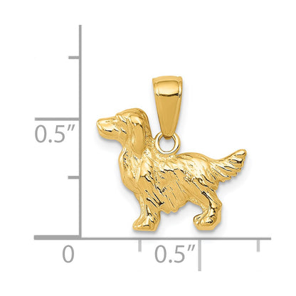 14k Yellow Gold Springer Spaniel Dog Pendant