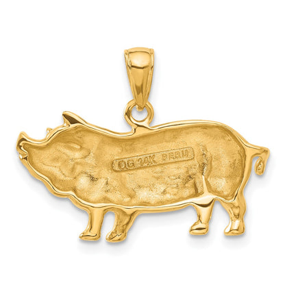 14k Yellow Gold Pot Belly Pig Pendant