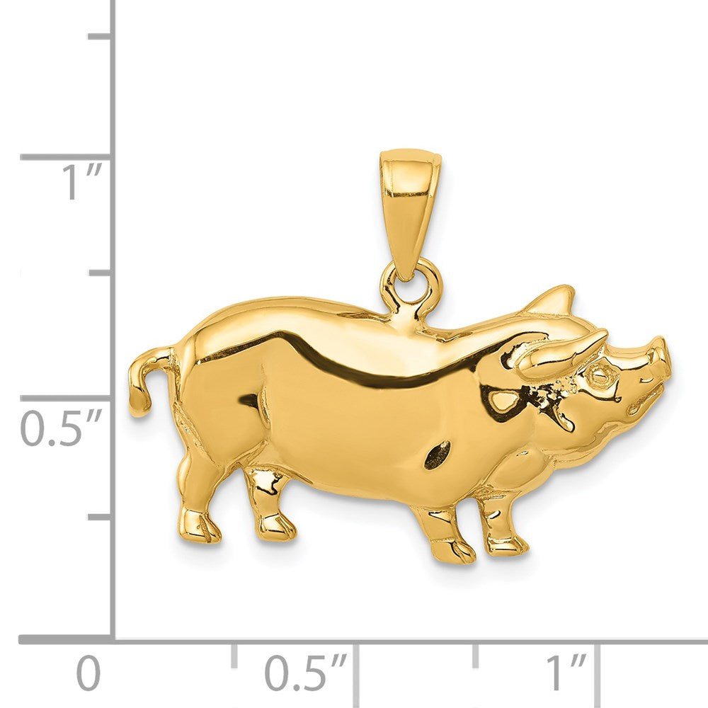 14k Yellow Gold Pot Belly Pig Pendant