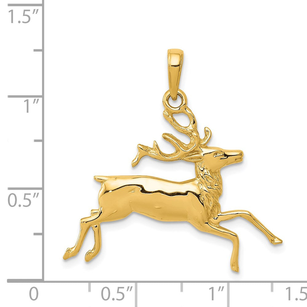 14k Yellow Gold Deer Running Pendant