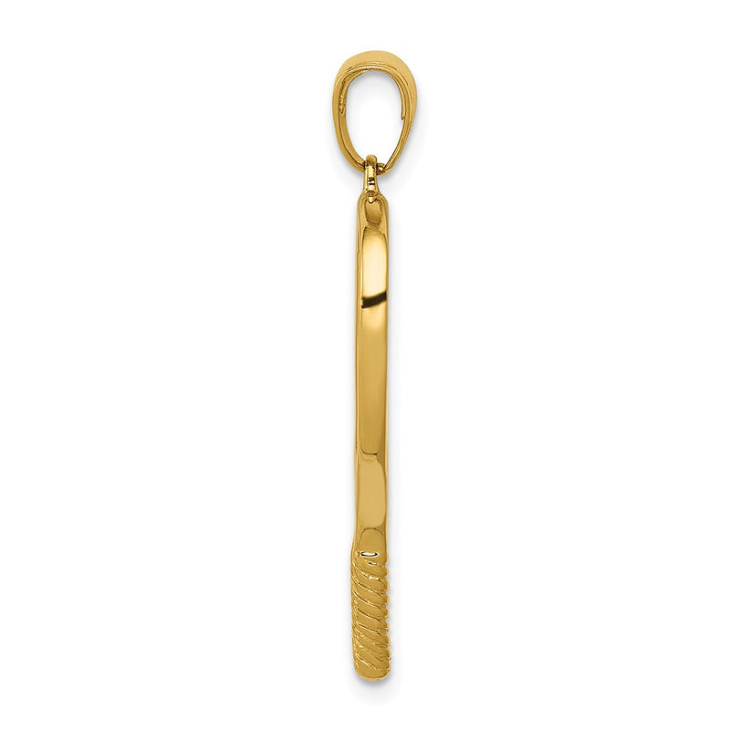 14k Yellow Gold Solid Polished 3-D Tennis Racquet Pendant