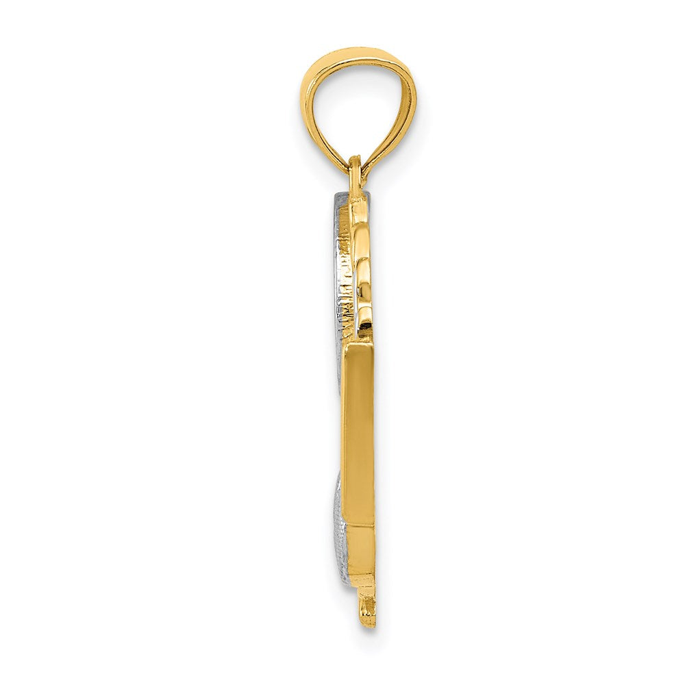 14k Yellow & Rhodium Gold Yellow w/Rhodium Tennis Pendant