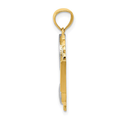 14k Yellow & Rhodium Gold Yellow w/Rhodium Tennis Pendant