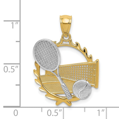 14k Yellow & Rhodium Gold Yellow w/Rhodium Tennis Pendant