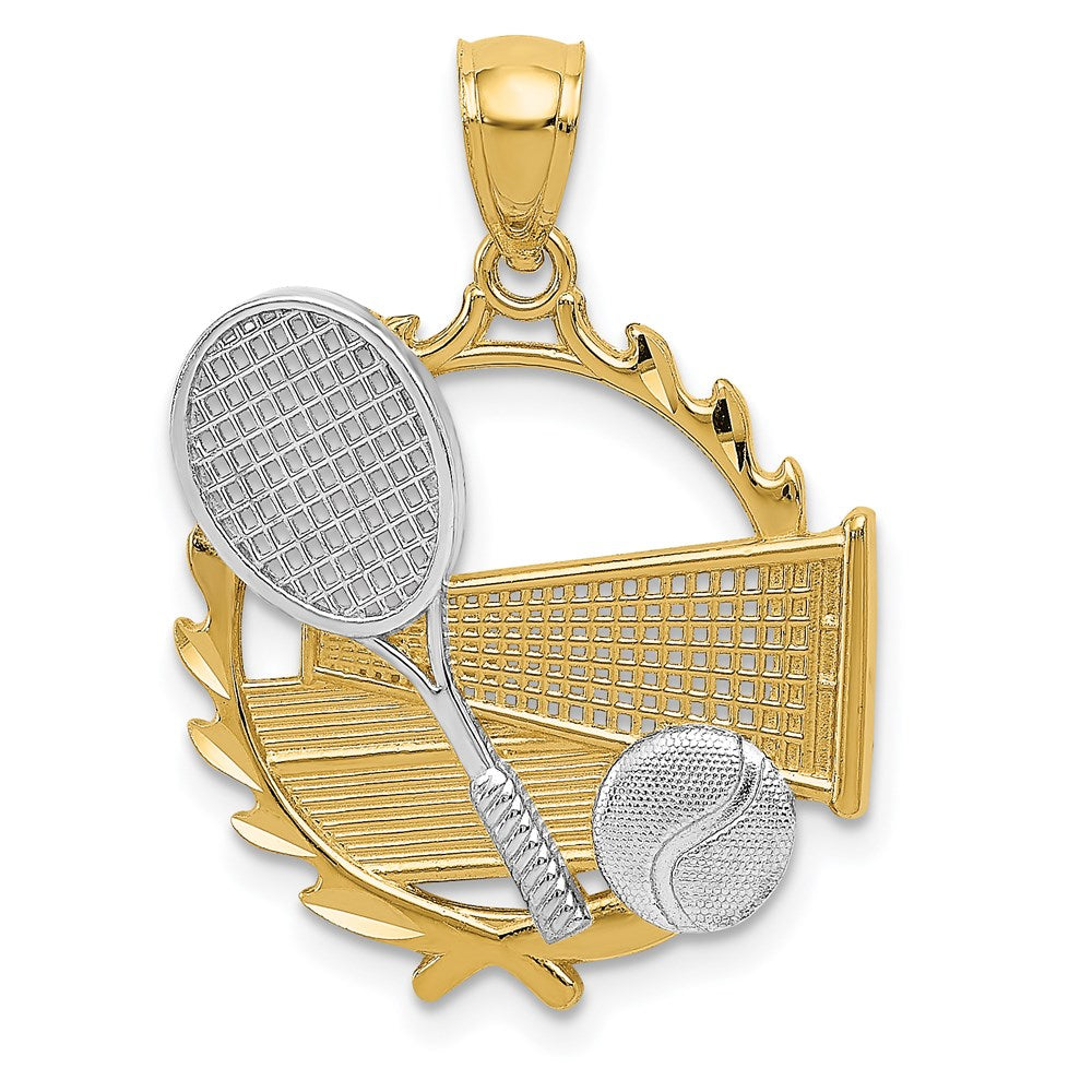 14k Yellow & Rhodium Gold Yellow w/Rhodium Tennis Pendant