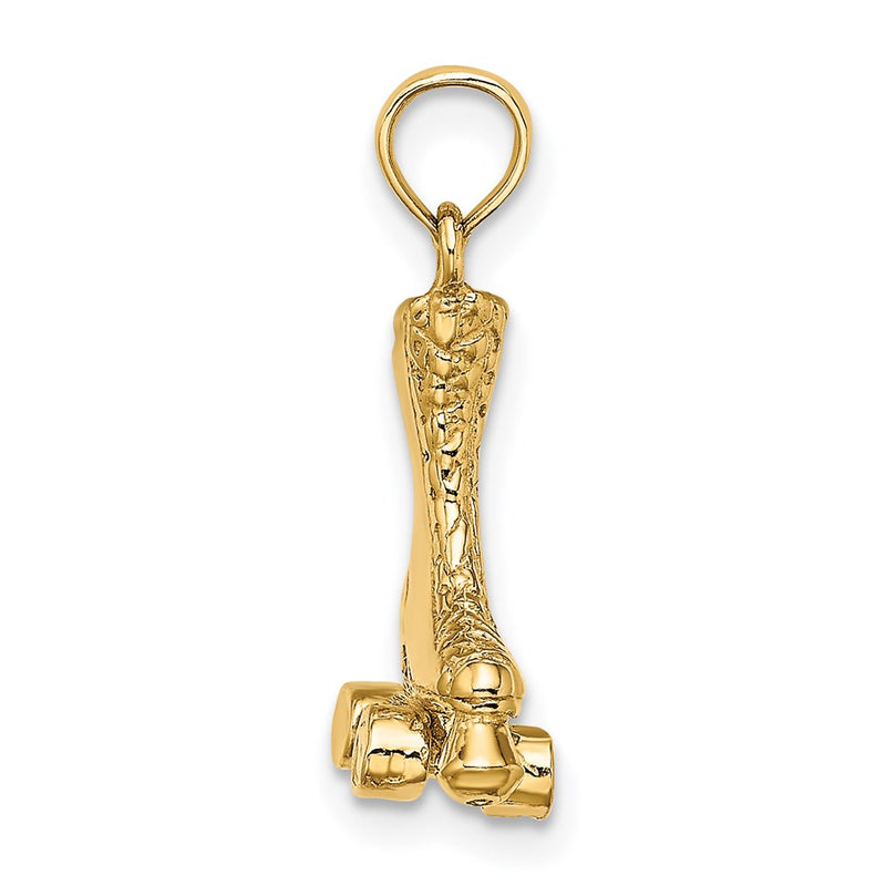 14k Yellow Gold 3-D Roller Skate Charm