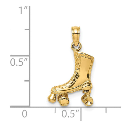 14k Yellow Gold 3-D Roller Skate Charm