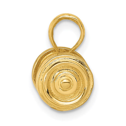 14k Yellow Gold 3-D Single Barbell Pendant