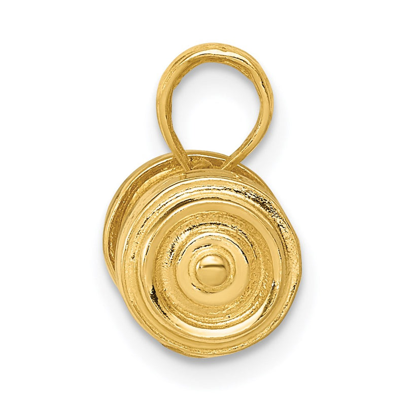 14k Yellow Gold 3-D Single Barbell Pendant