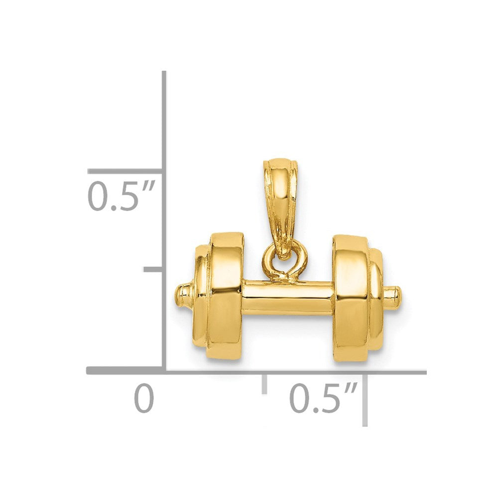 14k Yellow Gold 3-D Single Barbell Pendant