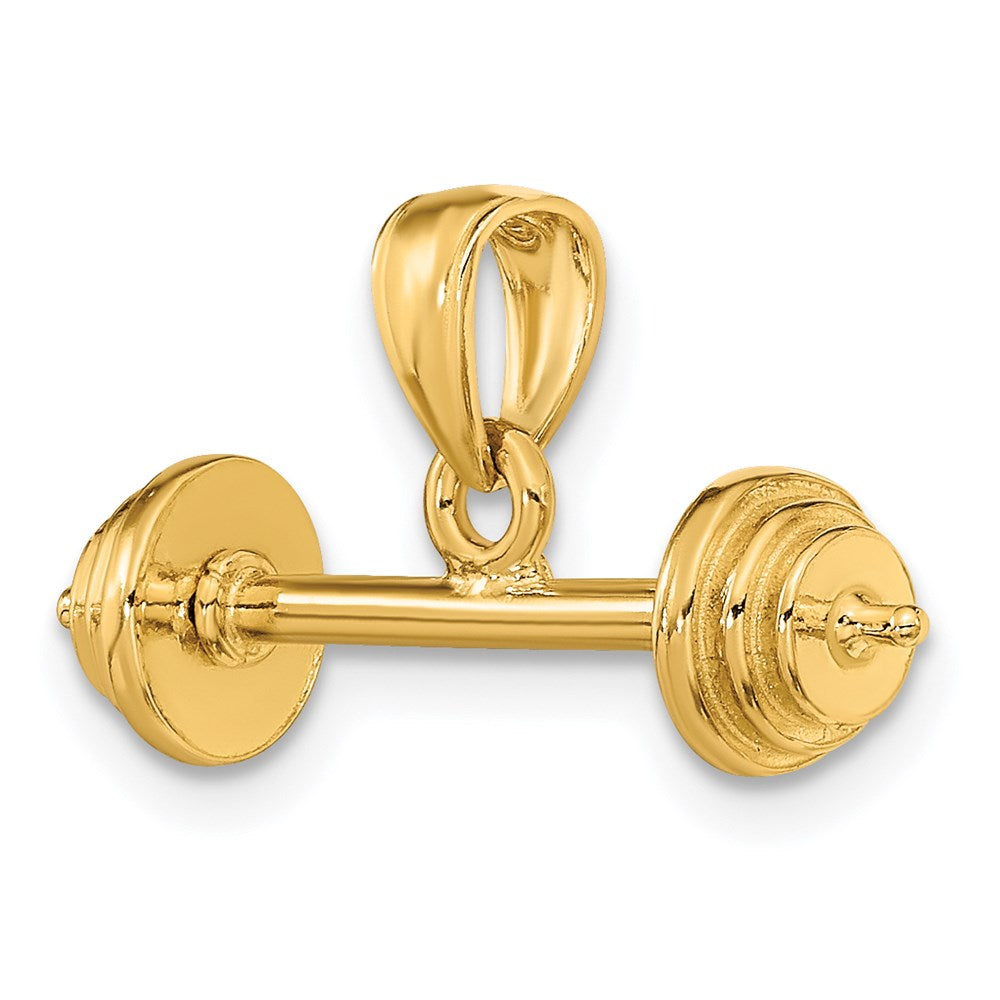 14k Yellow Gold 3-D Barbell Pendant