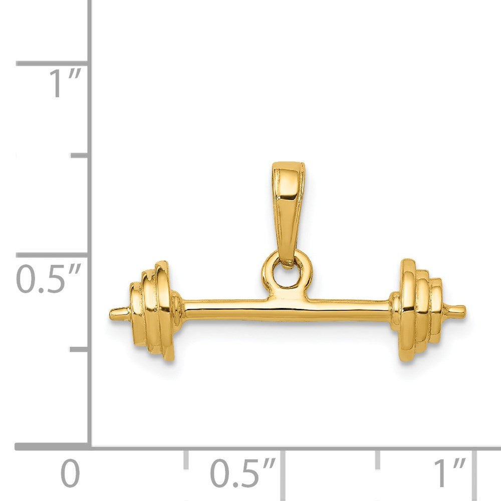 14k Yellow Gold 3-D Barbell Pendant