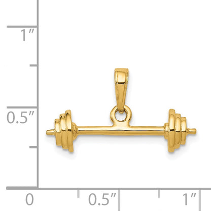 14k Yellow Gold 3-D Barbell Pendant