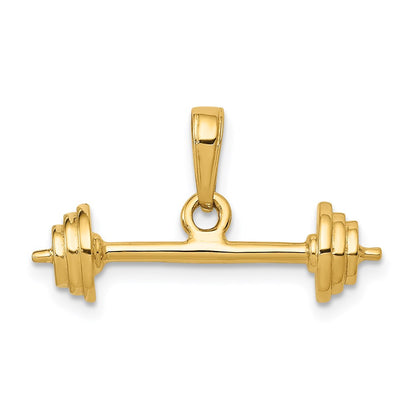 14k Yellow Gold 3-D Barbell Pendant