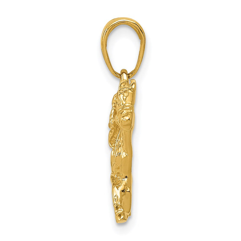 14k Yellow Gold Jockey on Horse Pendant
