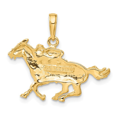 14k Yellow Gold Jockey on Horse Pendant