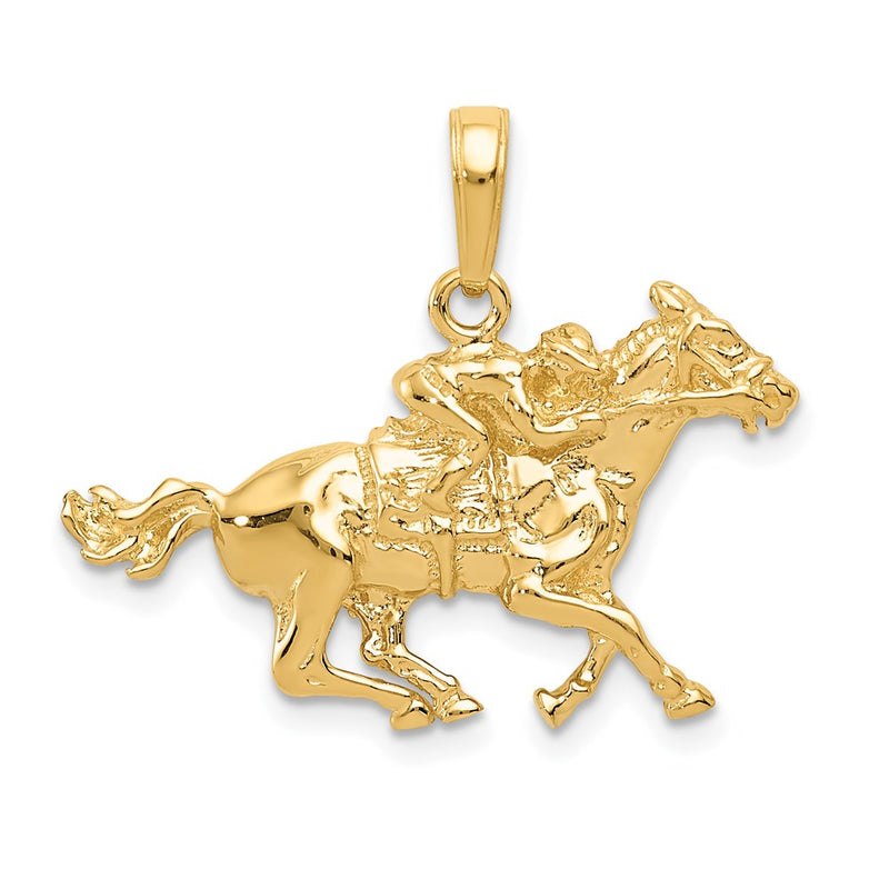 14k Yellow Gold Jockey on Horse Pendant
