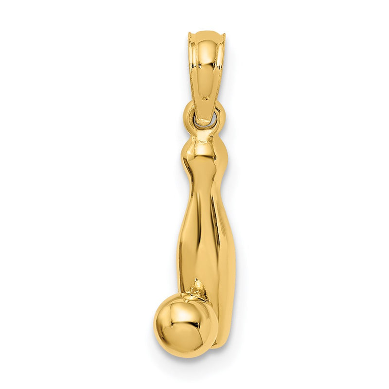 14k Yellow Gold 3-D Bowling Pin and Ball Charm