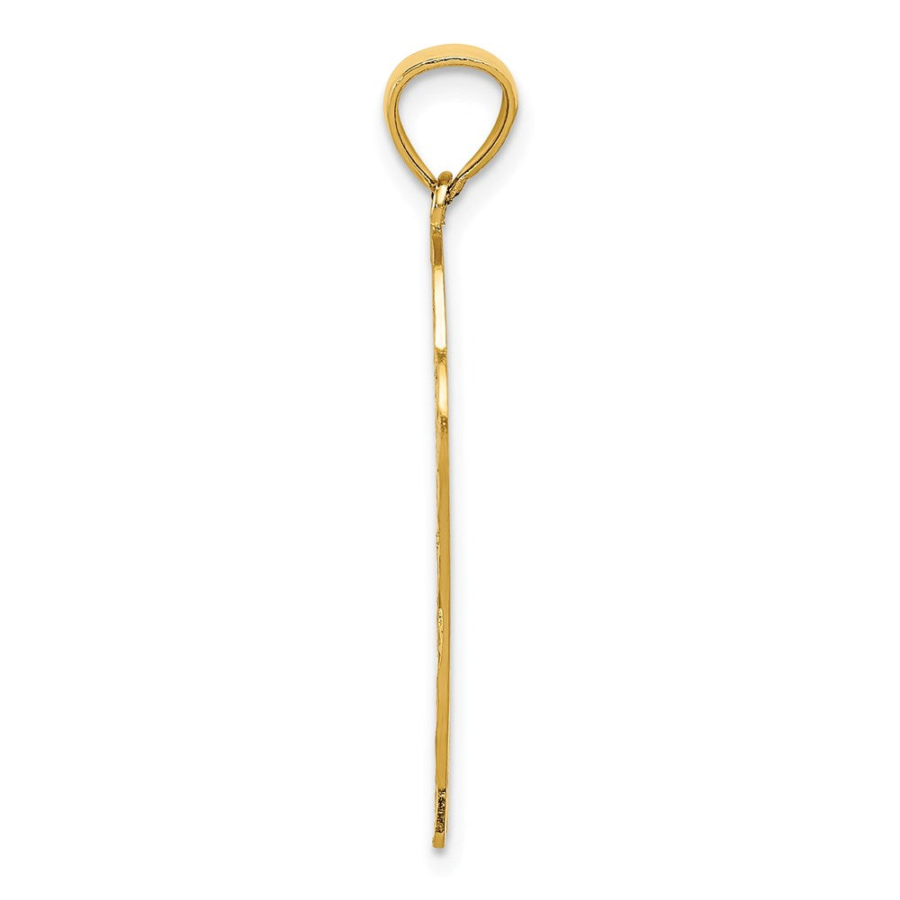 14k Yellow Gold Basketball in Hoop Diamond Cut Pendant