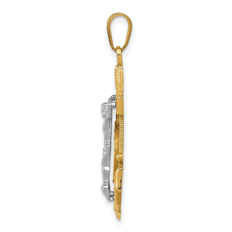 14k Two-tone Gold Diamond-cut Mariner's Cross Pendant