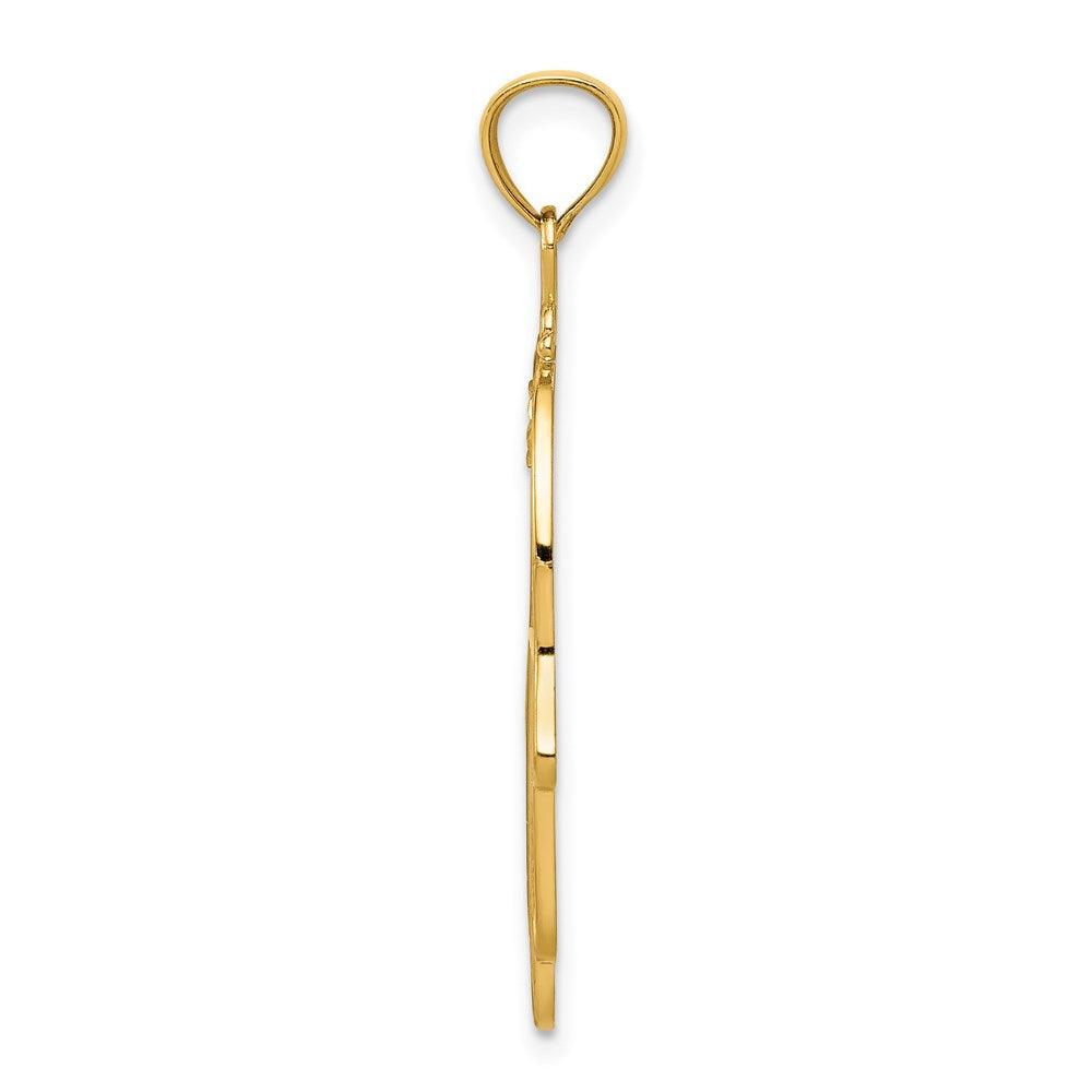 14k Yellow Gold Diamond-cut Filigree Chamseh Pendant