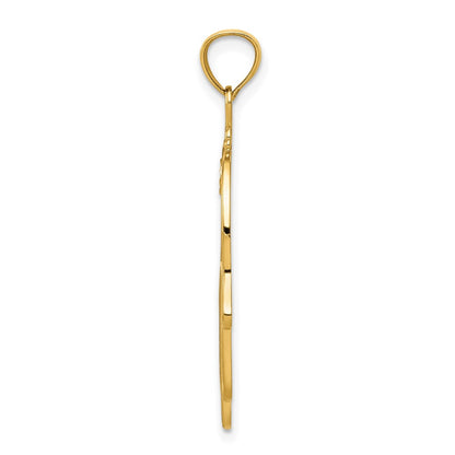 14k Yellow Gold Diamond-cut Filigree Chamseh Pendant