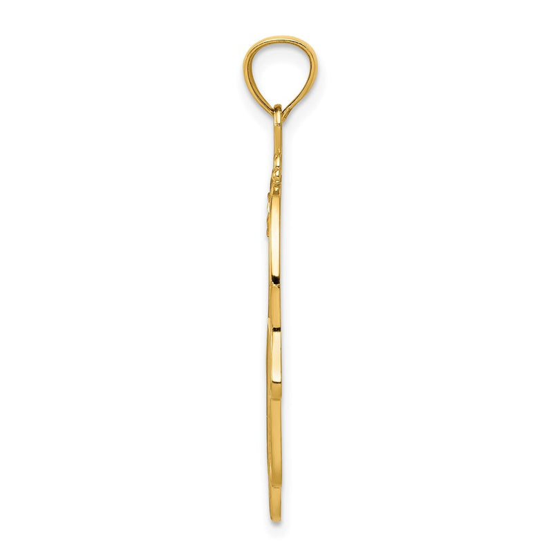 14k Yellow Gold Diamond-cut Filigree Chamseh Pendant